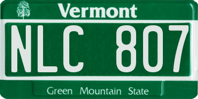VT license plate NLC807