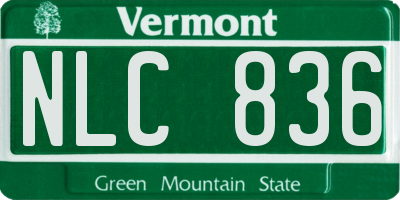 VT license plate NLC836