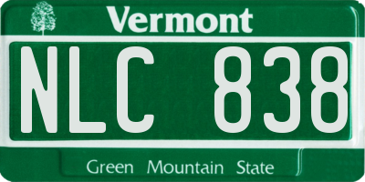 VT license plate NLC838