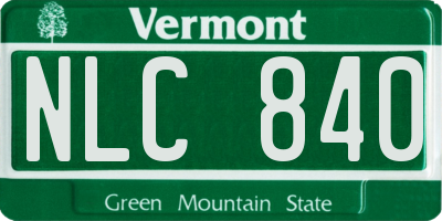 VT license plate NLC840