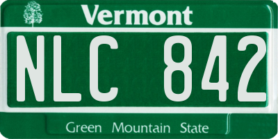 VT license plate NLC842
