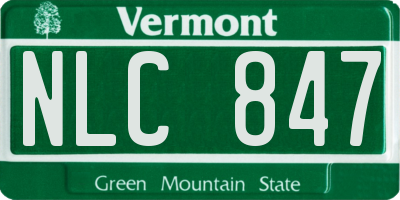 VT license plate NLC847