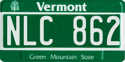 VT license plate NLC862