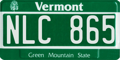 VT license plate NLC865