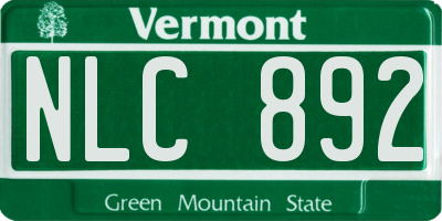 VT license plate NLC892