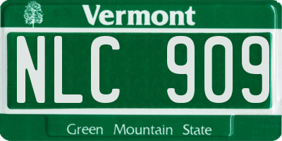 VT license plate NLC909