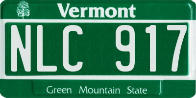 VT license plate NLC917
