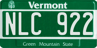 VT license plate NLC922