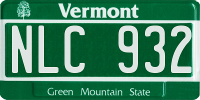 VT license plate NLC932