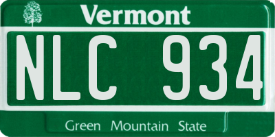 VT license plate NLC934