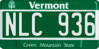 VT license plate NLC936