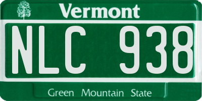 VT license plate NLC938