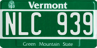 VT license plate NLC939