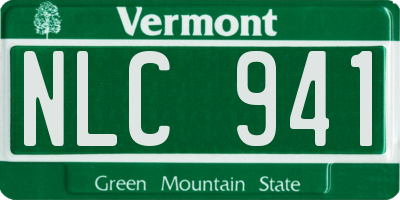 VT license plate NLC941