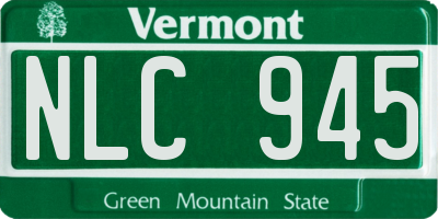 VT license plate NLC945