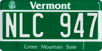 VT license plate NLC947
