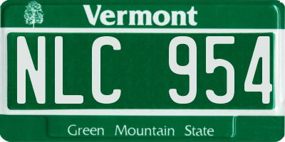 VT license plate NLC954