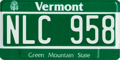 VT license plate NLC958