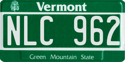 VT license plate NLC962