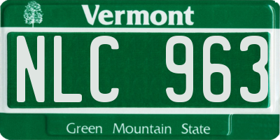 VT license plate NLC963
