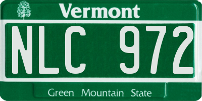 VT license plate NLC972
