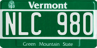 VT license plate NLC980
