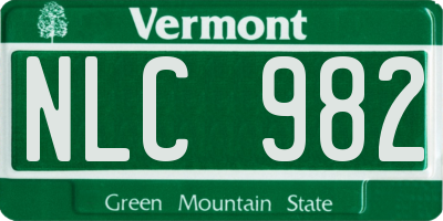 VT license plate NLC982