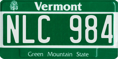 VT license plate NLC984