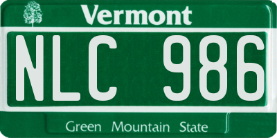 VT license plate NLC986