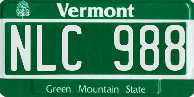 VT license plate NLC988