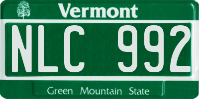 VT license plate NLC992