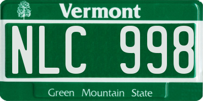 VT license plate NLC998