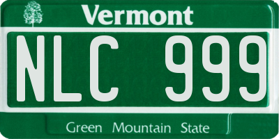 VT license plate NLC999