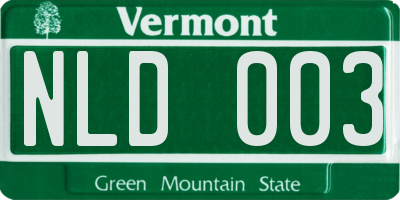 VT license plate NLD003