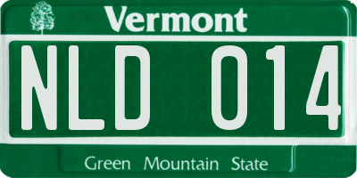 VT license plate NLD014