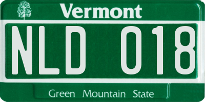 VT license plate NLD018