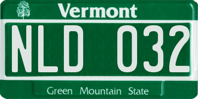 VT license plate NLD032