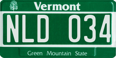 VT license plate NLD034