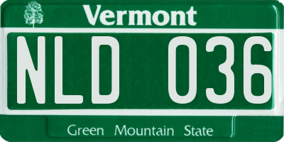 VT license plate NLD036