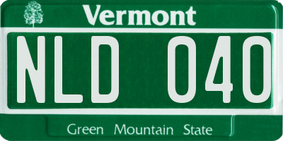 VT license plate NLD040