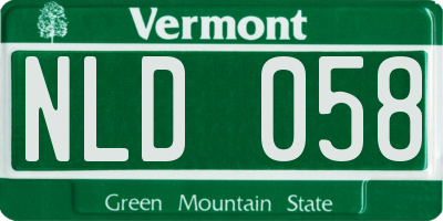 VT license plate NLD058