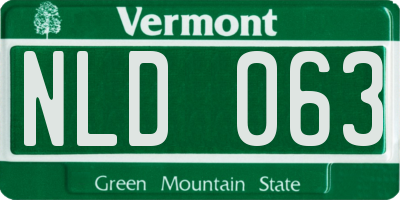 VT license plate NLD063