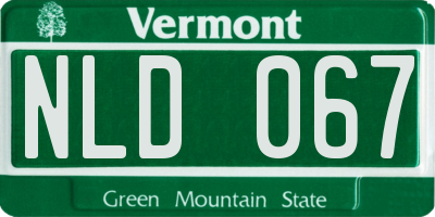 VT license plate NLD067
