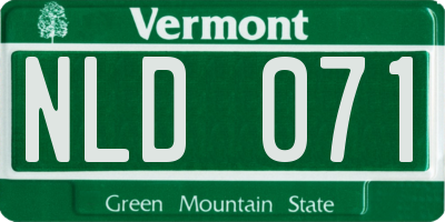 VT license plate NLD071