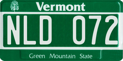 VT license plate NLD072