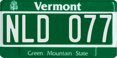 VT license plate NLD077