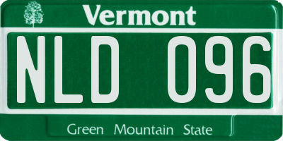 VT license plate NLD096