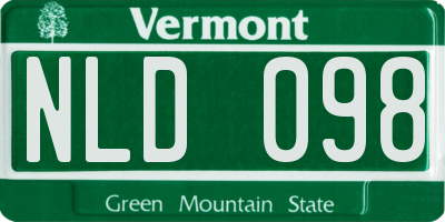 VT license plate NLD098