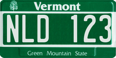 VT license plate NLD123