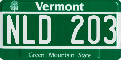 VT license plate NLD203